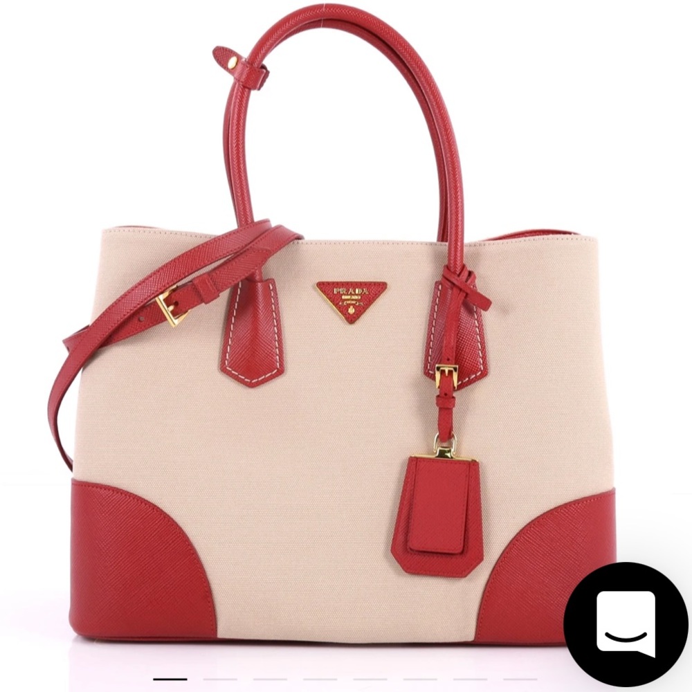 Prada cuir double tote canvas